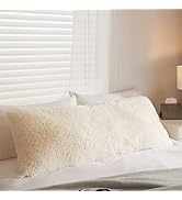 Urban Shop Long Hair Faux Fur Body Pillow, 20"x48", Ivory