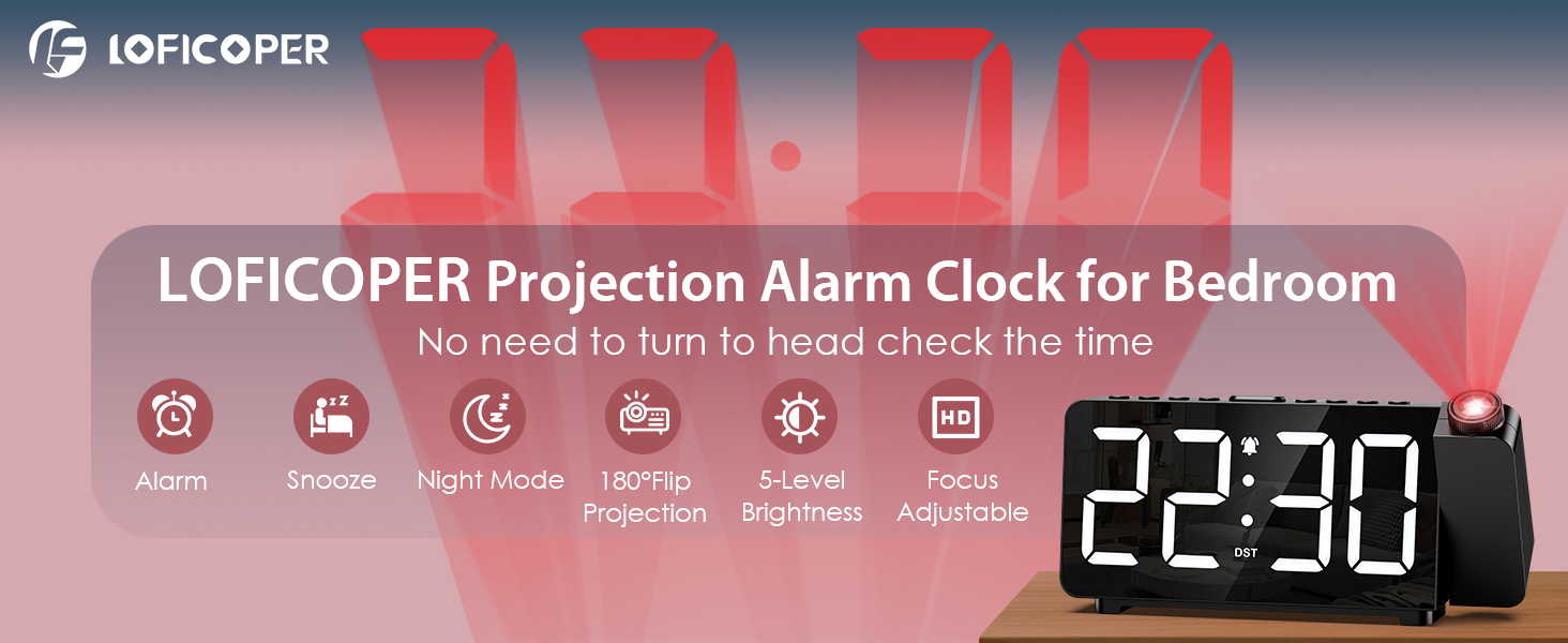 Projection Alarm Clock for Bedroom, Digital Alarm Clock