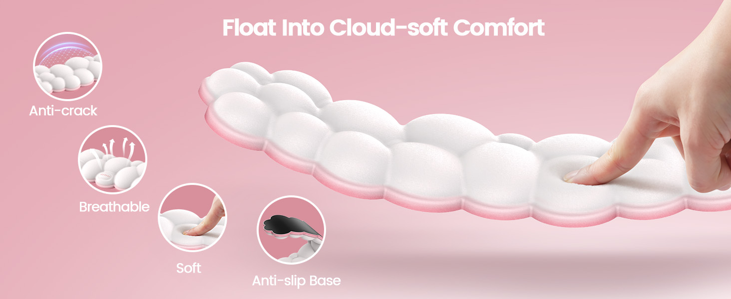 Cloud Wrist Rest Keyboard, Memory Foam Cloud Keyboard Wrist Pad with Ergonomic Support &amp;amp; Base