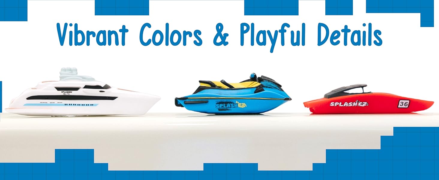 SplashEZ Boat Bath Toys 3-Pack, Mold Free No Hole Bath Toys for Kids &amp;amp; Toddlers