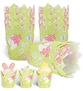 100Pcs Tulip Cupcake Liners, Food Grade Non-Stick Greaseproof Muffin Liners, Parchment Paper Cupc...