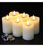 Eywamage Timer Flameless Votive Candles 2 inch x 3 inch , Flickering Small LED Pillar Candles Bat...