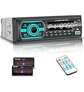 Single DIN Marine Radio Bluetooth Car Stereo, Boat Stereo Receiver Marine Head Unit with iOS/Andr...