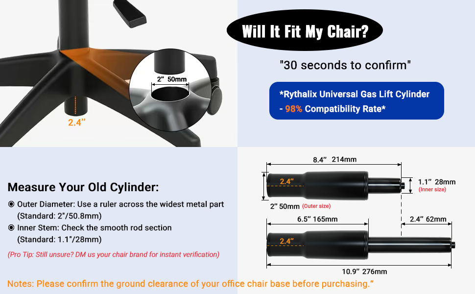 short sinking office chair gas cylinder