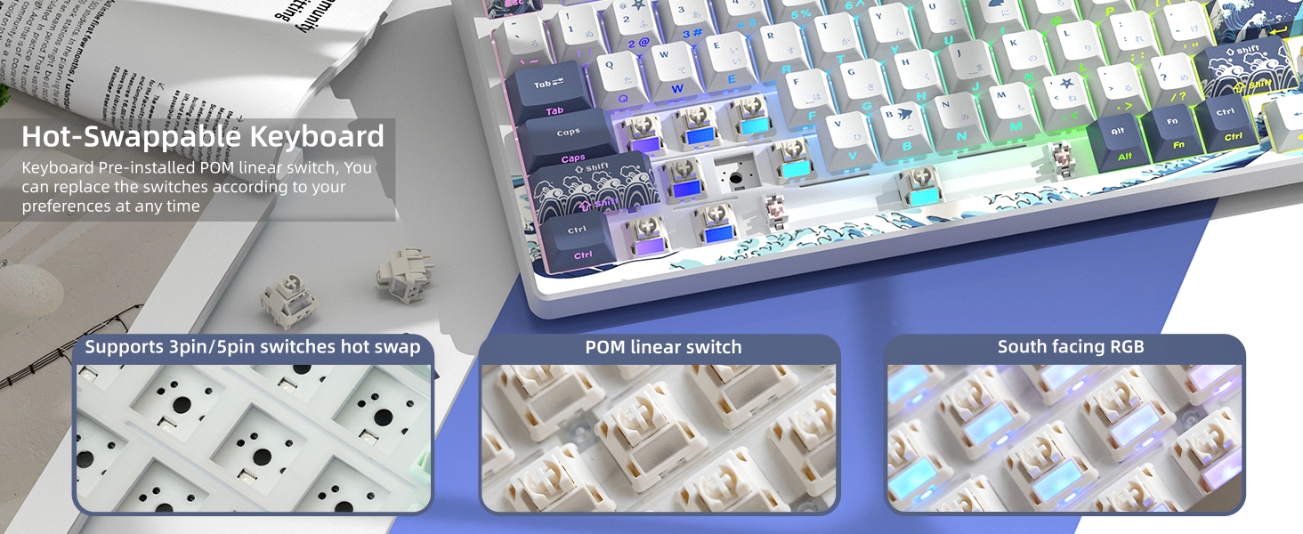 75% Keyboard with Color Multimedia Display Gaming Keyboard