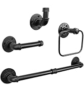 Jeasor 4-Pieces Industrial Pipe Bathroom Towel Ring Kit DIY Wall Mount Accessories Kit Includes R...