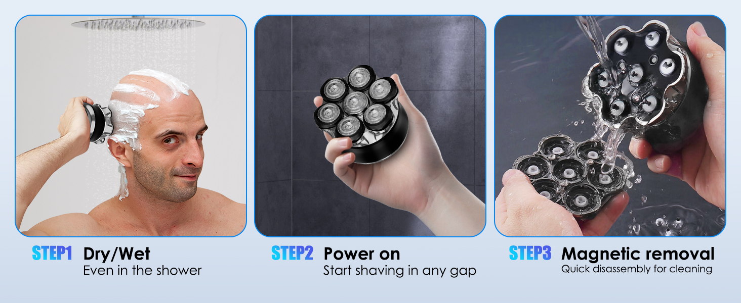Icons showing 'DRY' steps labeled with 'Pat dry', 'Focus on...', and 'Magically remove!' demonstrating product usage instructions.