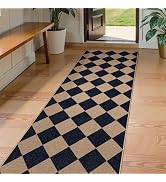 Lahome Checkered Easy Jute Rug, 2'6" x 8' Carpet Runners for Hallway 8ft Washable Rug Non Slip Ki...