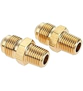 2 Pcs 3/8" Male Flare x 1/4" Male NPT Thread Coupling Fittings Propane Adapter for BBQ, Coupler P...