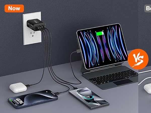 USB C Wall Charger Block, 2Pack 4-Port Type C Charger Fast Charging Block