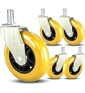 TESUMI Yellow Office Chair Wheels 3 Inch Roller Blade Rubber Wheels Caster Replacement, 11mm Univ...