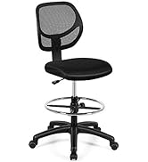 Giantex Mesh Drafting Chair, Standing Desk Chair w/Footrest Ring, Adjustable Height Chair Mid Bac...