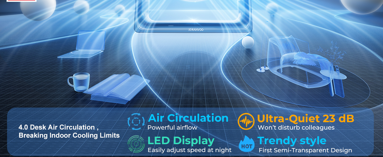 Smart USB fan delivers wide airflow, suit for office workers or home use during hot summer days