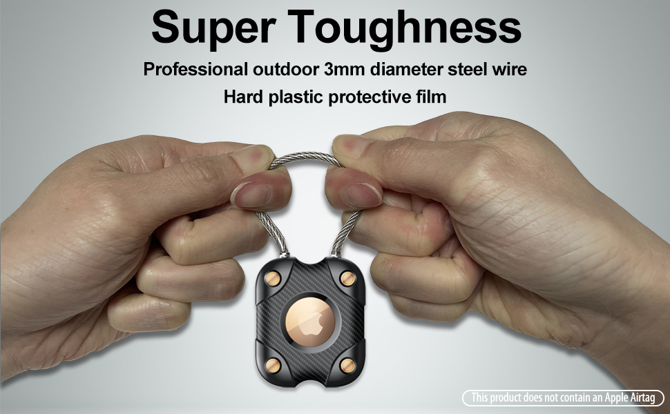 Demonstration of a black protective case with copper accents being pulled apart to show its durability. Features 3mm steel wire construction.