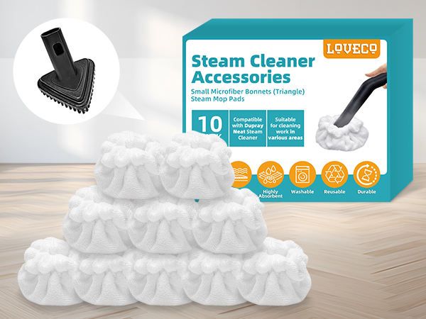 Dupray Small Triangle Bonnets – Reusable Microfiber Cleaning Pads for Steam Cleaners