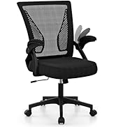 COSTWAY Ergonomic Office Chair, Adjustable Swivel Mid Back Computer Chairs with Flip-Up Armrests,...