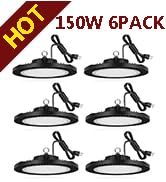 LEDMO LED High Bay Light 150W 6 Pack 21,000lm [600W HID/HPS Replacement] 5000k 5’Cable with 110v ...