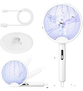 YISSVIC 2 in 1 Mosquito Killer Racket, 4000V Foldable Electric Fly Swatter with Charging Base &amp; P...