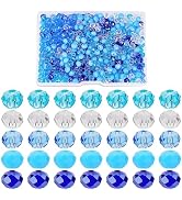 PH PandaHall 500pcs Blue Crystal Beads, 6mm Blue Sea Faceted Glass Bead 5 Colors Rondelle Loose B...
