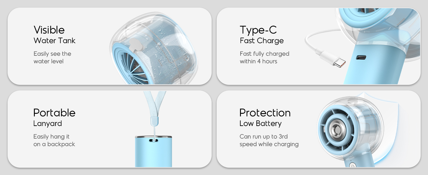 misting fan portable outdoor personal fan with water mist personal portable fan mini cooling fan
