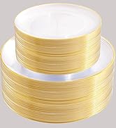 clear and gold plastic plates