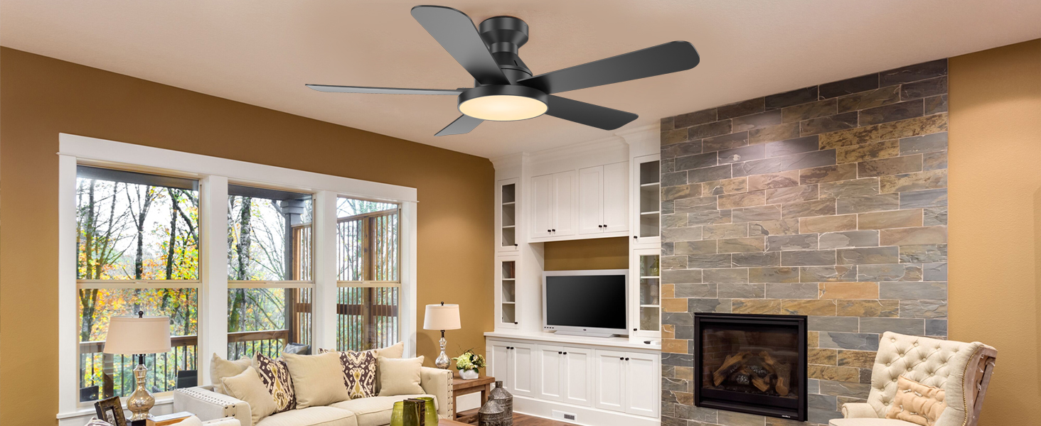 living room ceiling fan flush mount, low ceilings,