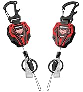 Retractable Keychain, Heavy Duty Carabiner Badge Holder, Tactical ID Badge Reel with 28'' Coated ...