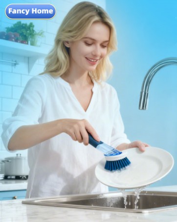 dish brush dish cleaner with soap dispenser