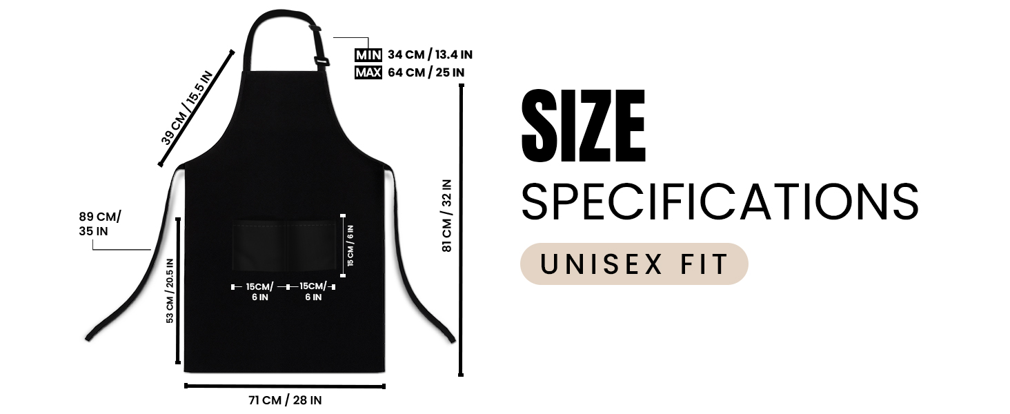 Water Oil Resistant Chef Cooking Aprons Two 2 Pockets Men Women Baking Painting Waiter Waitress