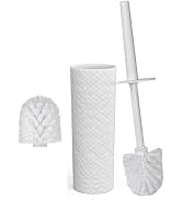 Topsky Toilet Brush,1 Pack Compact Toilet Brush &amp; Holder Set,Plastic Round Barrel Loo Brush with ...