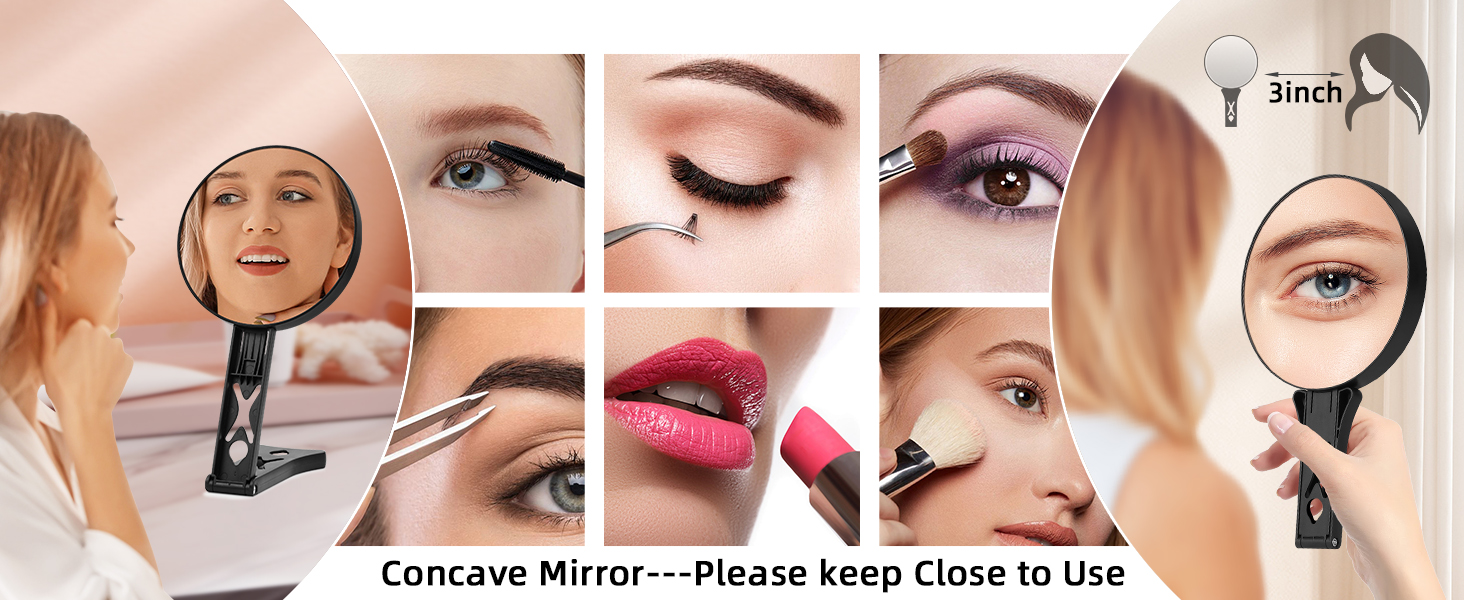 Dual-Sided Handheld Magnifying Makeup Mirror