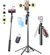 Yeaki 71” Auto Face Tracking Tripod for iPhone with Light,360° Rotating Phone Stand with Recharge...