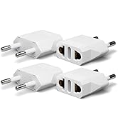 4 Pack European Travel Plug Adapter, Unidapt US to Europe Plug Adapter, European Adapter Type C P...