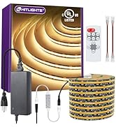 HitLights COB LED Strip Lights Kit Warm White with Remote &amp; 12V Power Supply,16.4ft Dimmable Tape...