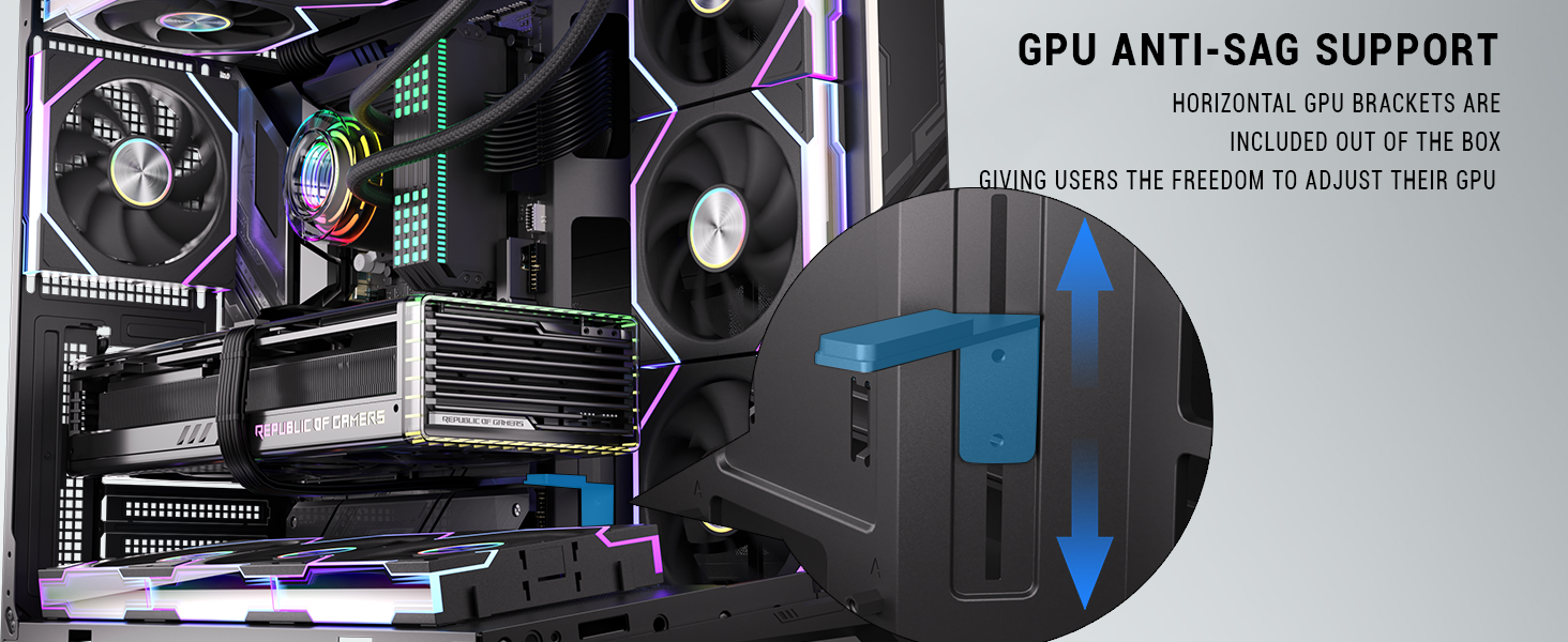 ESGAMING ATX Mid Tower PC Case 360MM RAD Support, 8° Slanted Base, 270° Full View Tempered Glass Gam...