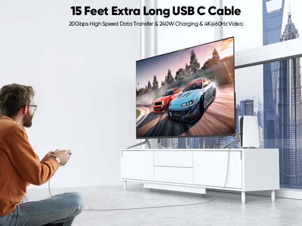 usb c data transfer cable15ft