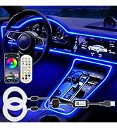 Jushope Interior Car LED Strip Lights, RGB USB Car Ambient Lighting with Fiber Optic, EL Wire Car...