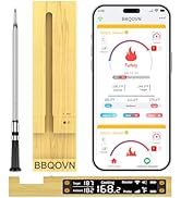 BBQOVN WiFi Sub-1G Wireless Meat Thermometer Unlimited Range, Check Temp Anywhere,7 NIST Certifie...