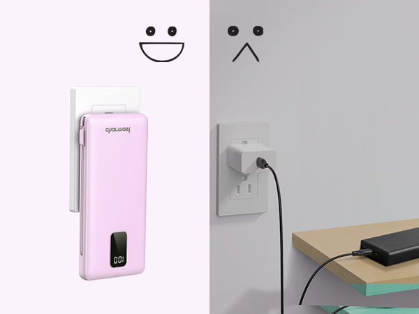 portable charger with built in cables