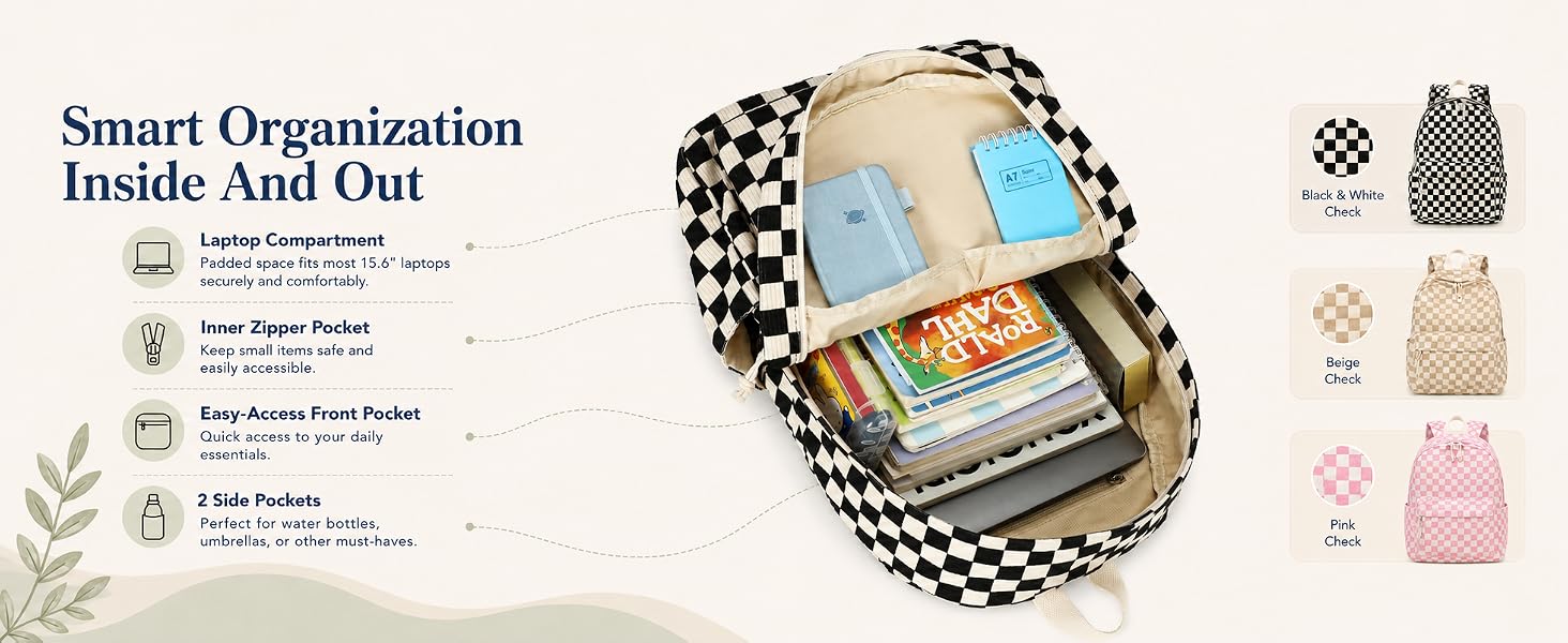 black checkered backpack