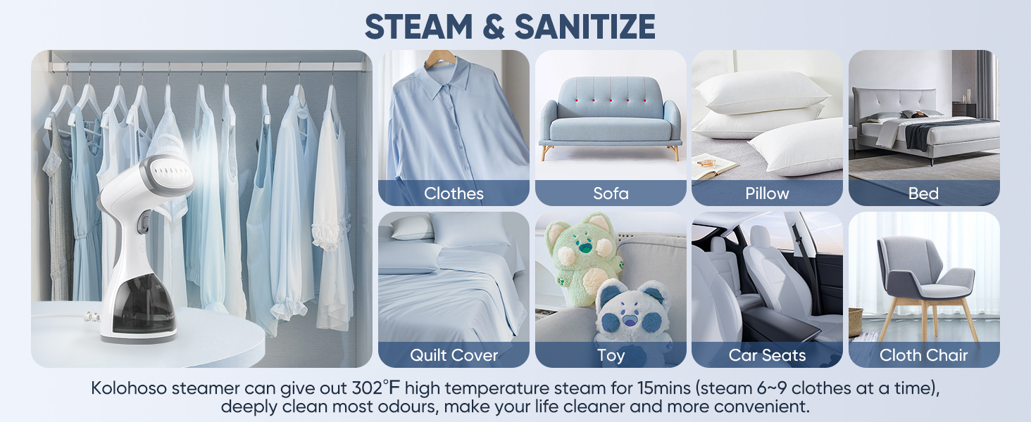 Steamer for Clothes, Kolohoso 1500W Fast Heat Up Handheld Garment Steamer