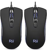 Rii Wired Mouse, Computer Mouse with Blue Backlit,Comfortable Grip Ergonomic Optical,USB Wired Mi...