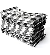 Kitchen Cloth Napkins 12 Pack 18X18 Inches 100% Cotton Fabric Table Linen Napkins, Black and Whit...