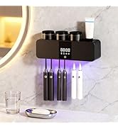 Toothbrush Cleaner Holder, Recharging Wall Mounted Tooth Brushing Holder with Cleaner &amp; Drying, 3...