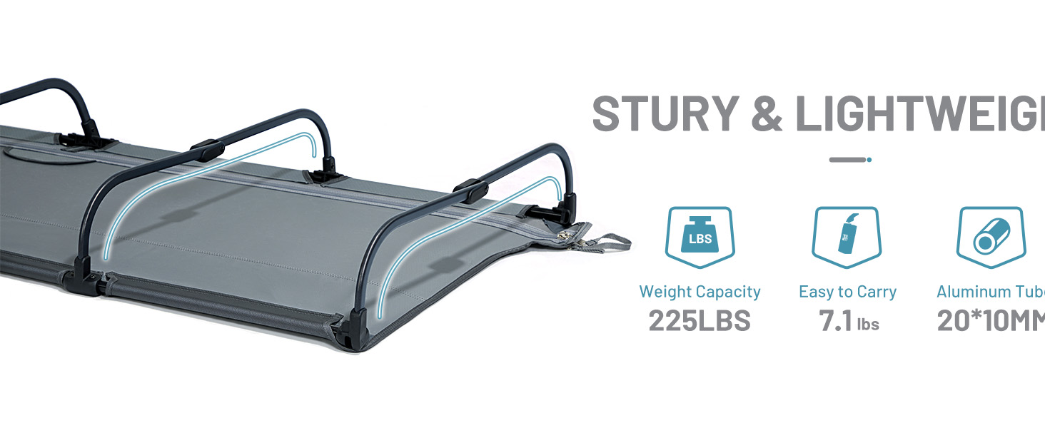 camping cot study frame 225lbs