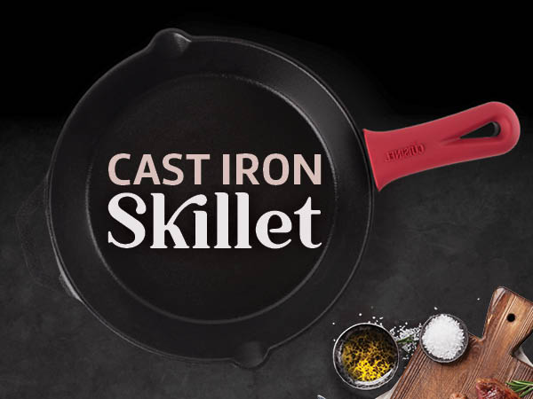 Cuisinel cast iron long handle skillet pan searing pan