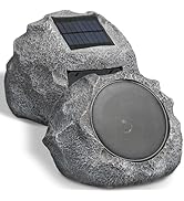 KANAD 8'' Solar Rock Outdoor Bluetooth Speakers - Deep Bass IPX4 Weatherproof Pool Garden Sound S...
