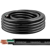 25ft 18/3 18 AWG Portable Power Cable (3 Conductor) - SJOOW 300V 18 Gauge Electric Wire for Motor...