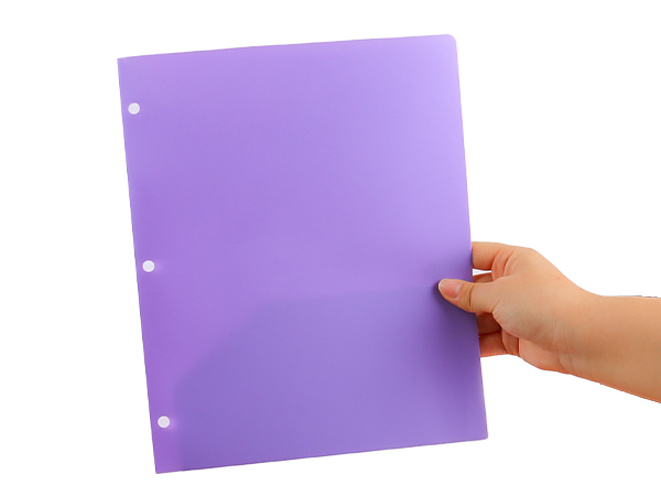 6 Pack Folders with Pockets, Plastic 3 Hole Punched Binder Folders with Business Card Holder
