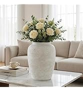 ysnn Large White Ceramic Vases for Home Decor,11.62 Inch Modern Round Large Vases for Decor Livin...